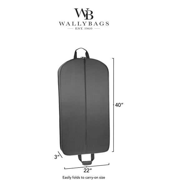 Wallybag Garment Bag 40” X 22” X 3”with large exterior pockets Like New - Picture 3 of 14